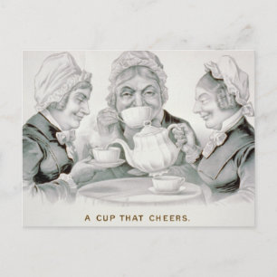 Vintage-Teeparty-Freunde, Eine Tasse, die erfreut Postkarte