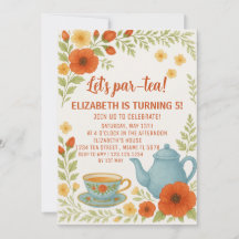 Vintage-Teeparty-Geburtstagseinladung mit Eleganz