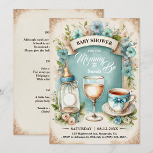 Vintage-Teeparty Jungen-Baby-Party Einladung
