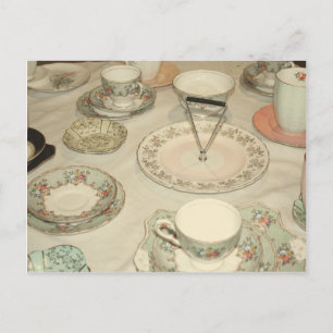 Vintage-Teeparty, Porzellan-Teeservice Shabby Chic Postkarte