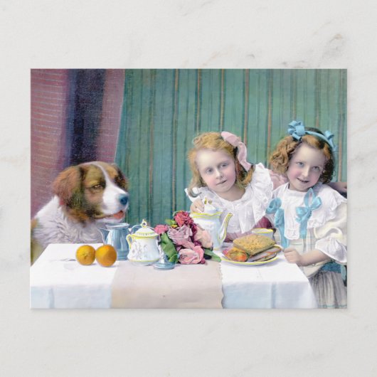 Vintage-Teeparty Postkarte (Vorderseite)