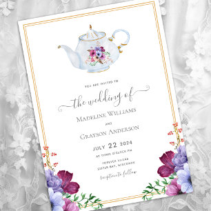 Vintage-Teeparty-Themenhochzeit Einladung