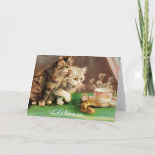 Vintage-Teestunden-Katzen individuell  Karte