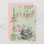 Vintage Teetasse Blumengebäck Einladung (Vorne/Hinten)