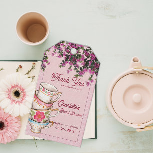Vintage-Teetasse Florale Hochzeitsdusche Danke Geschenkanhänger