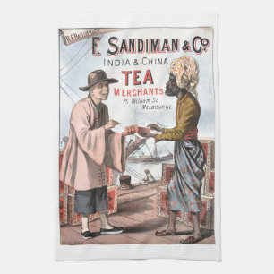 Vintage Teewerbung Geschirrtuch