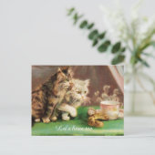 Vintage Teezeit Postkarte (Stehend Vorderseite)