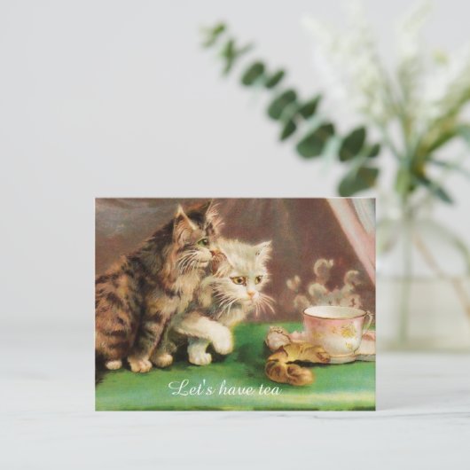 Vintage Teezeit Postkarte (Stehend Vorderseite)