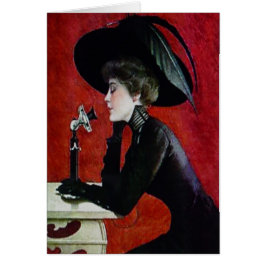 Vintage Telefonfrauenschwarz-Zylinderdame