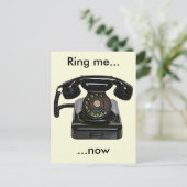 Vintage Telefonpostkarte Ring me...Jetzt Postkarte (Stehend Vorderseite)