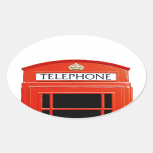Vintage Telefonzelle Ovaler Aufkleber