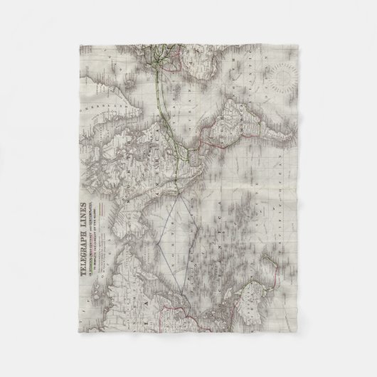 Vintage Telegrafenkarte (1855) Fleecedecke (Vorderseite)