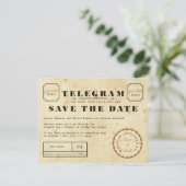 Vintage Telegram Save the Date (Stehend Vorderseite)