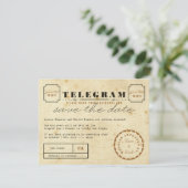 Vintage Telegram Save the Date (Stehend Vorderseite)