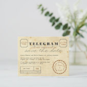 Vintage Telegram Save the Date (Stehend Vorderseite)