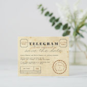 Vintage Telegram Save the Date (Stehend Vorderseite)