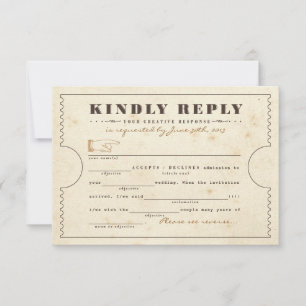 Vintage Telegram-Ticket-Libs-Antwortkarte RSVP Karte