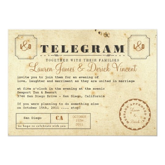 Vintage Telegramm Einladungs Postkarte Einladung Zazzle De