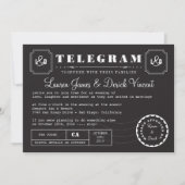 Vintage Telegramm-Einladungskarte in Schwarz Einladung (Vorderseite)