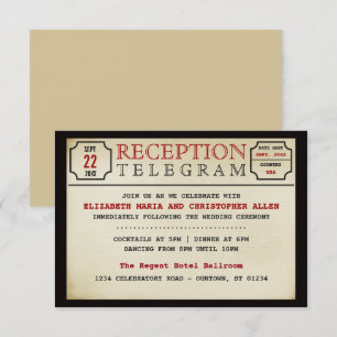 Vintage Telegramm-Stil Hochzeitsempfang-Einlage Begleitkarte