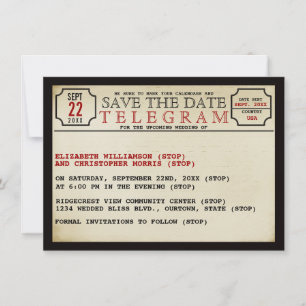Vintage-Telegramm-Stil Save The Date