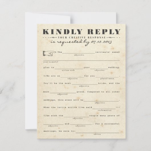 Vintage Telegrammantwort RSVP Karte (Vorderseite)