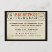 Vintage telegrammartige Hochzeitsempfehlung Begleitkarte (Vorderseite)