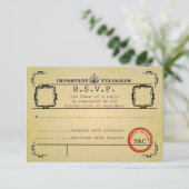 Vintage Telegrammhochzeit R.S.V.P RSVP Karte (Stehend Vorderseite)