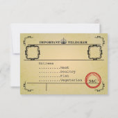 Vintage Telegrammhochzeit R.S.V.P RSVP Karte (Rückseite)