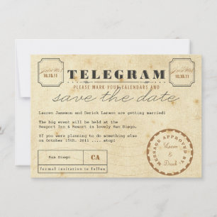 Vintage Telegrammpostkarte Save the Date