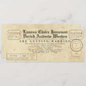 Vintage Telegrammteeeinladung Einladung (Vorne/Hinten)