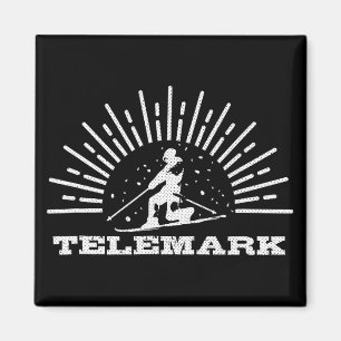 Vintage Telemark Norwegen Skifahrer Ski Retro Skif Magnet