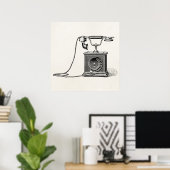 Vintage Telephones Illustration Phone Retro Phones Poster (Heimbüro)