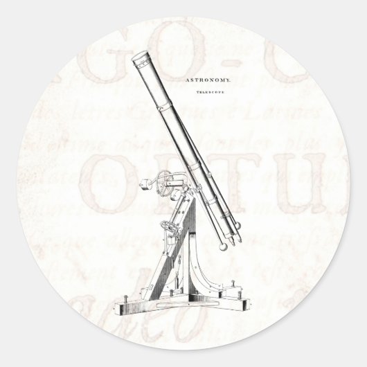 Vintage Telescope-Vorlage für antike Astronomie au Runder Aufkleber (Vorderseite)