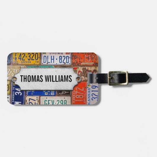 Vintage Teller mit Metallkennzeichnung Gepäckanhänger (Vorderseite horizontal)