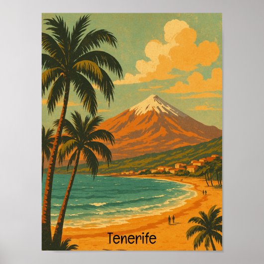 Vintage Tenerife Canary Island Mount Teide Travel  Poster (Vorne)