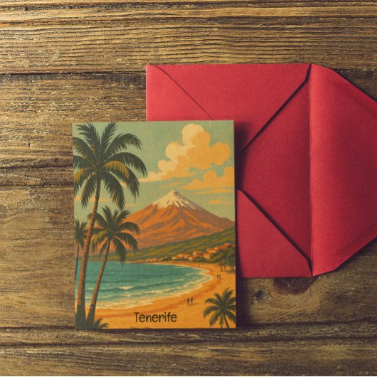 Vintage Tenerife Canary Island Mount Teide Travel  Postkarte