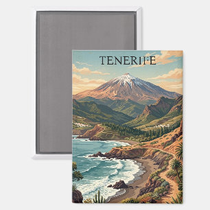 Vintage Teneriffa Kanarische Insel Mount Teide & S Magnet