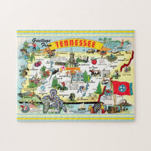 Vintage Tennessee Karte Postkarte Jigsaw Puzzle