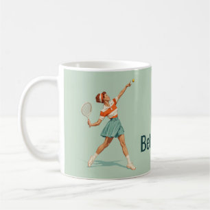 Vintage-Tennis-Aufschlag-Illustration Kaffeetasse