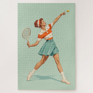 Vintage-Tennis-Aufschlag-Illustration Puzzle