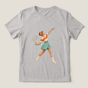 Vintage-Tennis-Aufschlag-Illustration Tri-Blend Shirt