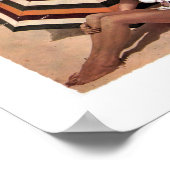 Vintage Tennisdame am Strand Poster (Ecke)