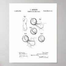 Vintage-Tennissball-Patentposter, Originalball