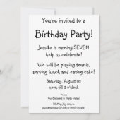 Vintage Tennissportarten, Happy Girl mit Racket Einladung (Rückseite)