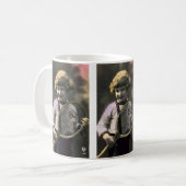 Vintage Tennissportarten, Happy Girl mit Racket Kaffeetasse (Vorderseite Links)