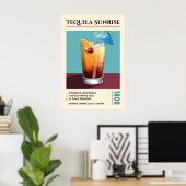 Vintage Tequila Sunrise Cocktail Recipe Artwork Poster (Heimbüro)