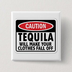 Vintage Tequila Warnschild Button