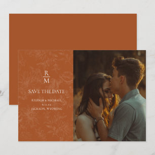 Vintage Terracotta-Hochzeit Sichern Sie das Datum