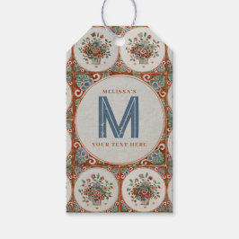 Vintage Terracotta-Tiles Monogram Geschenkanhänger